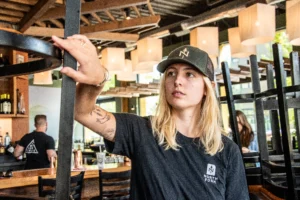 Woman Wearing Custom Richarson Outdoor Hat