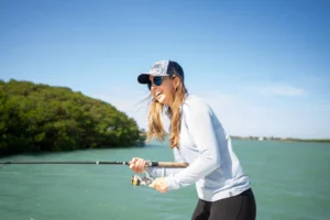 Woman Fishing Wearing Custom Richardson Hat